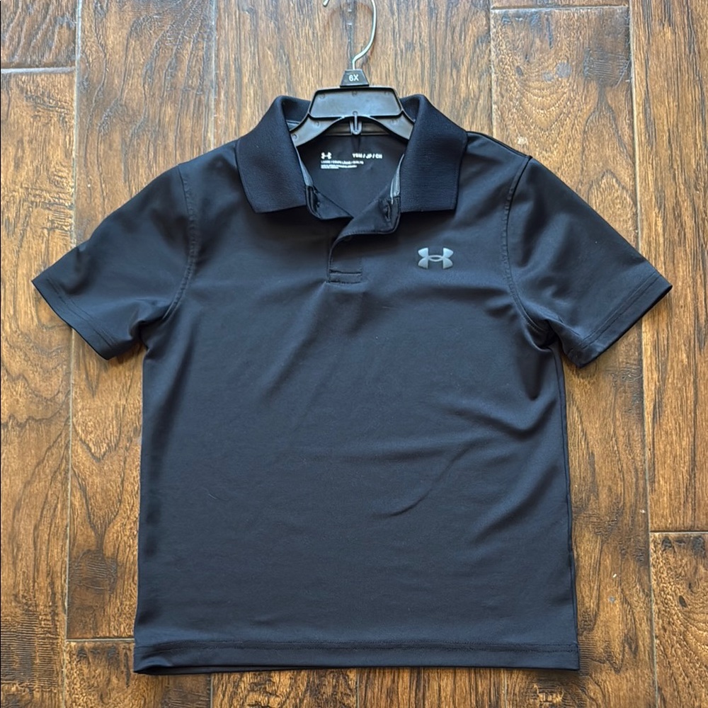 Under Armour Black Polo Shirt, boys size small